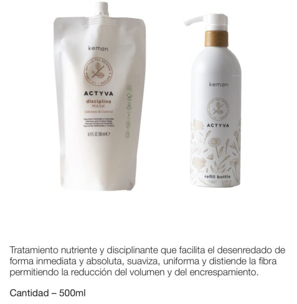 Mascarilla Actyva Disciplina de 500 ml para el cuidado del cabello