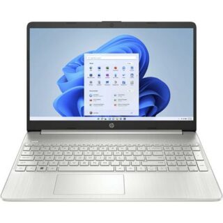 Vista frontal del Portátil HP 15S I7 1255U con pantalla de 15.6" Full HD y diseño en color plata.